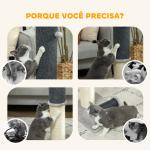Arranhador para Gatos com Poste de Sisal Escova de Auto Higiene e Bola Suspensa 40x48x85 cm Cinza e Creme