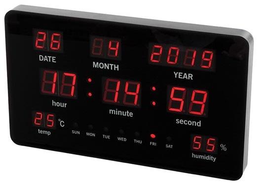 Relógio LED de Parede c/ Temperatura (Preto) - VELLEMAN