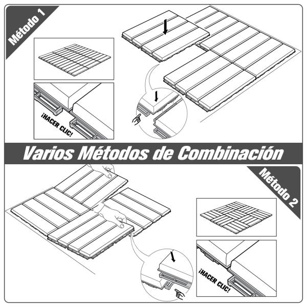 Conjunto de 9 Estrados 30x30 cm com Área de 0,81 m² para Exterior e Interior Estrados com Sistema Clique com Superfície Antiderrapante para Balcão Terraço Jardim Preto