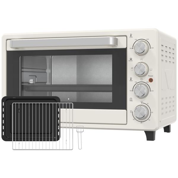 Forno Elétrico de Bancada 32L 1600W com 3 Modos de Calor, Temporizador e Temperatura Regulável, 52,2x38,1x33,5 cm, Creme