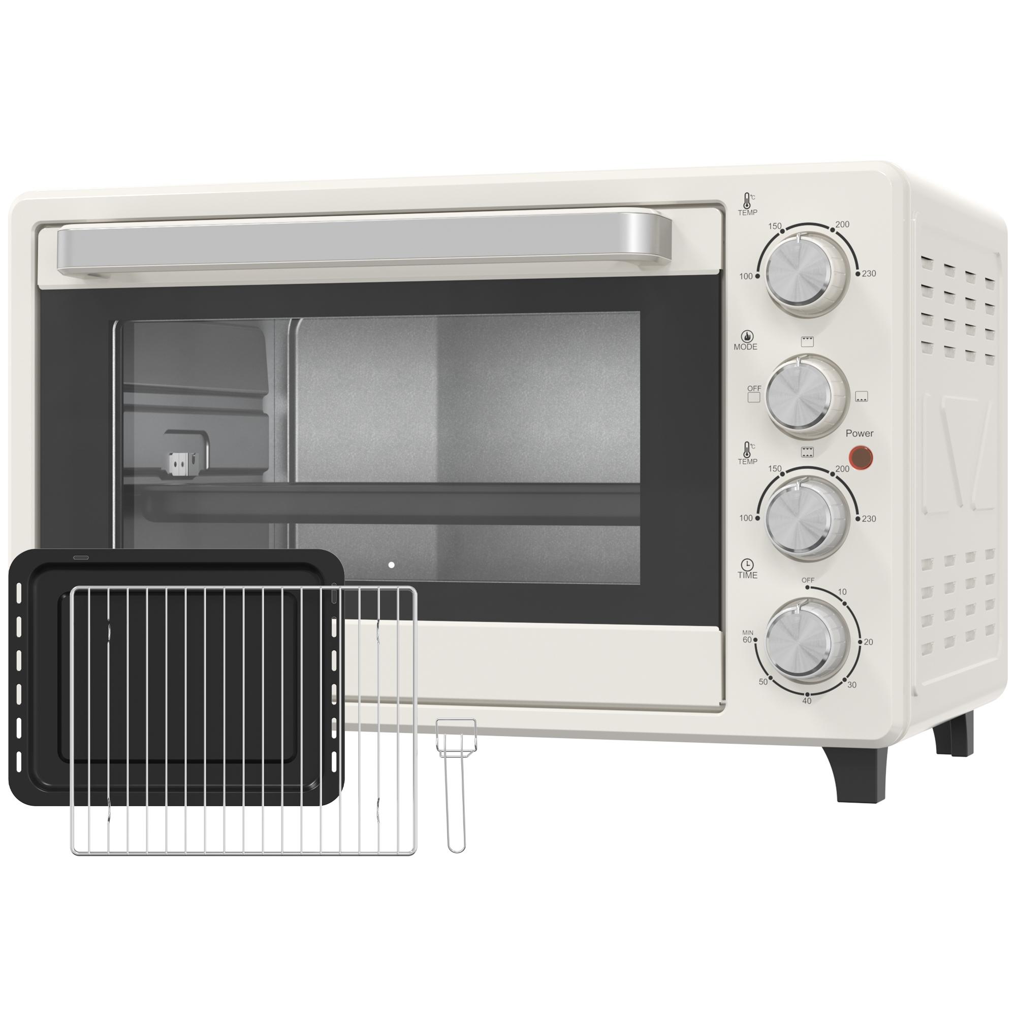 Forno Elétrico de Bancada 32L 1600W com 3 Modos de Calor, Temporizador e Temperatura Regulável, 52,2x38,1x33,5 cm, Creme