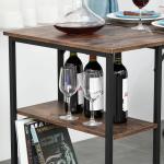 Conjunto de mesa de bar e 2 bancos com apoio para os pés e prateleiras de 3 níveis 109x60x100 cm marrom rústico