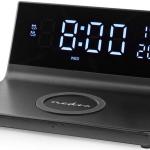 Despertador Digital c/ Carregamento Indução Qi s/ Fios (Preto) - NEDIS