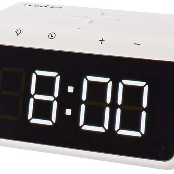 Relógio/Despertador Digital c/ Carregamento Indução QI (Branco) - NEDIS