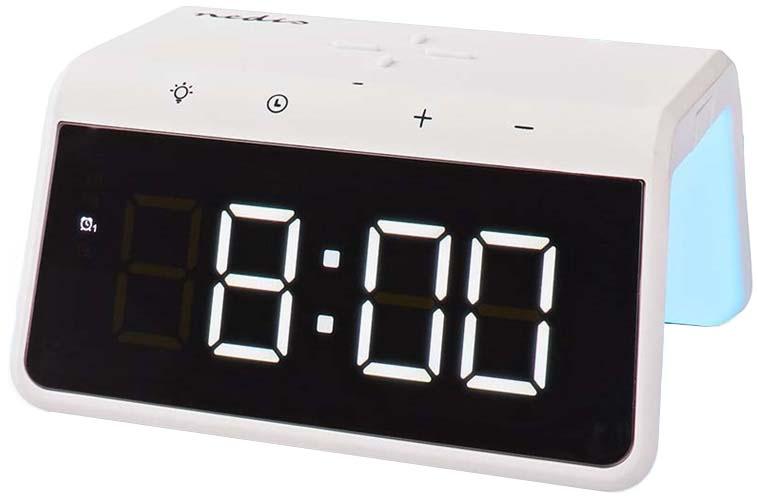 Relógio/Despertador Digital c/ Carregamento Indução QI (Branco) - NEDIS