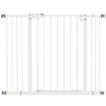 Barreira de Segurança para Cães 74 - 100 cm com Extensões, Montagem por Pressão e Duplo Bloqueio, Branco