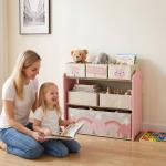 Estante para Brinquedos com 6 Caixas de Tecido não Tecido Amovíveis Organizador de Brinquedos 63x30x66 cm Rosa