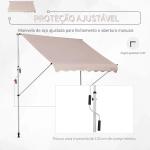 Toldo Manual Retrátil 200x150 cm com Manivela de Alumínio Ângulo Ajustável Proteção Solar para Varanda Jardim Pátio Branco