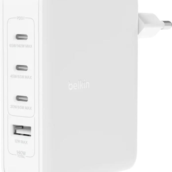 Carregador BoostCharge 3x USB - C / USB - A 140W (Branco) - BELKIN