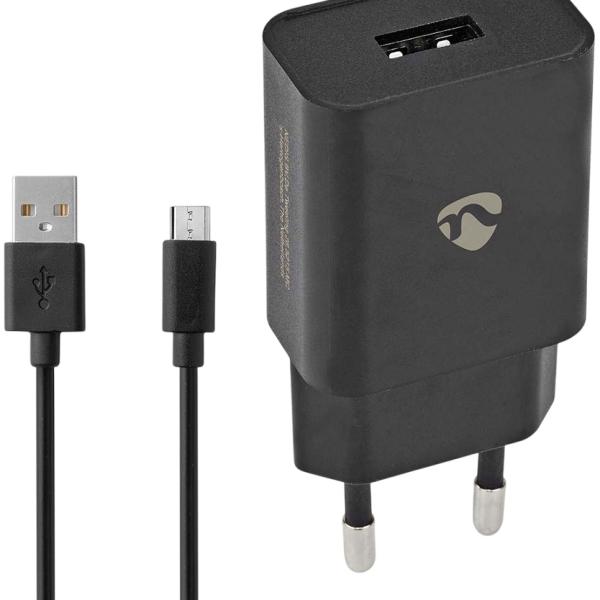 Carregador Universal USB - A Carregamento Rápido 5W c/ Cabo USB - A - MicroUSB (Preto) - NEDIS