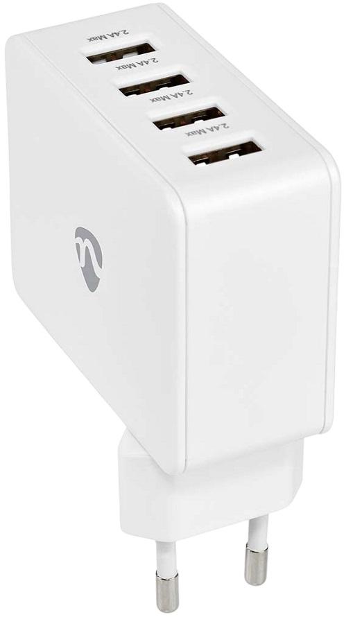 Carregador Universal 4x USB - A Carregamento Rápido 24W (Branco) - NEDIS