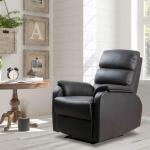 Poltrona Relax Reclinável Manualmente Estofada em PU com Apoio para os Pés Retrátil Assento e Encosto Acolchoados para Sala de Estar Escritório Dormitório 75x92x99cm Marrom