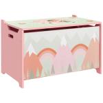 Baú de Brinquedos Organizador de Brinquedos para Crianças de 3 a 8 Anos com Estampado em Animaos 60x37x39 cm Rosa