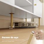 Móvel de TV Moderno com 2 Prateleiras Abertas Ajustáveis para Televisão 65 Polegadas 140x38x45,9 cm Branco