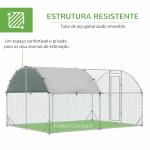 Galinheiro para Exterior para 6 - 12 Galinhas de Aço Galvanizado com Teto de Tecido Oxford 2,8x3,8x1,97m Prata