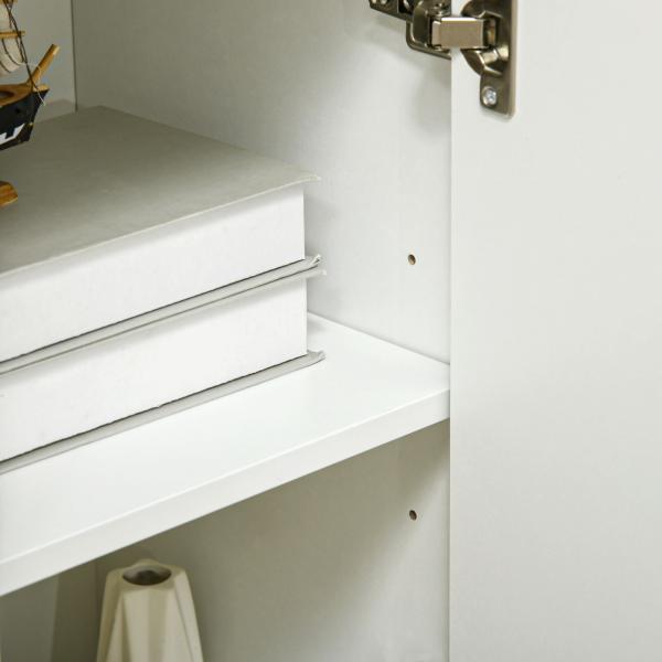 Aparador Sala de Estar Moderno com 2 Portas 3 Gavetas e Pés de Madeira de Pinho 90x32x80 cm Branco