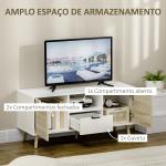 Móvel de TV com Gaveta para Televisores de até 50 Polegadas Aparador de Sala de Estar 110x40x50cm Branco e Madeira