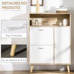 Sapateira para 8 Pares de Sapatos com 2 Gavetas Prateleira Aberta e Porta 80x25,5x112,5cm Madeira e Branco
