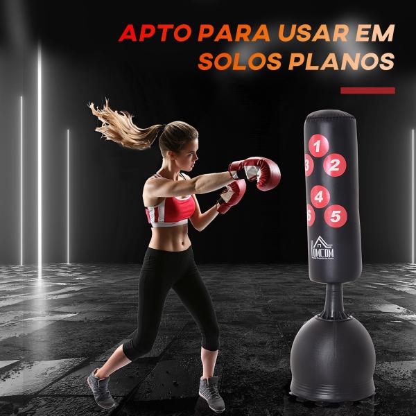 Saco de Boxe de Pé 165cm Sacos de Chão com Suporte para Preencher de Água ou Areia para Adultos e Crianças Preto