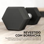 Conjunto de Halteres 12 kg com Barra Metálica e Cabeça Hexagonal para Treino em Casa Ginásio 28,8x11,5 cm Preto e Prata