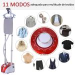 Ferro de Engomar a Vapor para Roupa 1800W Temperatura Ajustável em 11 Níveis Depósito de 2 L Aquecimento em 38s 35x25x47 - 118,5 cm Vermelho