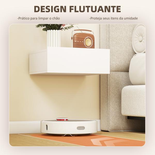 Conjunto de 2 Mesas de Cabeceira de Parede Mesas de Cabeceira Flutuantes com 1 Gaveta para Quarto 40x30x15 cm Branco