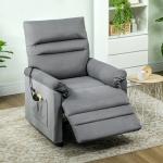 Poltrona Relax com Aquecimento Lombar e Massagem por Vibração Reclinável Função de Memória 82x99x106 cm Cinzento