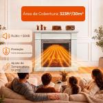 Lareira Elétrica Decorativa 1800 W com Efeito de Chama de 3 Níveis Termóstato Temporizador e Comando Madeira Natural