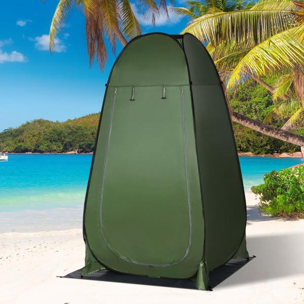 Tenda de Duche Tenda de Privacidade Portátil com 1 Gancho Bolso Bolsa de Transporte e UV20+ 126x124x189 cm Verde