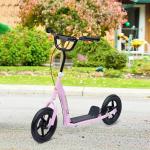 Trotinete para Crianças acima de 5 anos Scooter de 2 Rodas Grandes de 12 Polegadas com Freio e Guidão Ajustável em Altura Carga Máx. 50kg 120x52x80 - 88cm Rosa