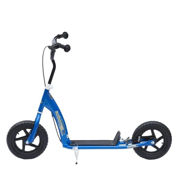 Trotinete para Crianças acima de 5 anos Scooter de 2 Rodas Grandes de 12 Polegadas com Freio e Guidão Ajustável em Altura Carga Máx. 50kg 120x52x80 - 88cm Azul
