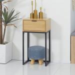 Mesa Consola com Gaveta Consola Moderna Mesa de Entrada com Pés de Aço 40x30x76 cm Madeira e Preto