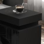 Mesa de Cabeceira com Luz LED Painel de Alto Brilho 2 Gavetas e Controlo Remoto para Dormitório 45x35x52 cm Preto