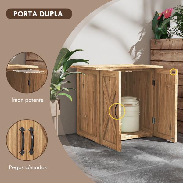 Armário de Jardim Abrigo de Madeira para Exterior com 2 Portas Magnéticas Abrigo para Ferramentas 77x55x72 cm Marrom