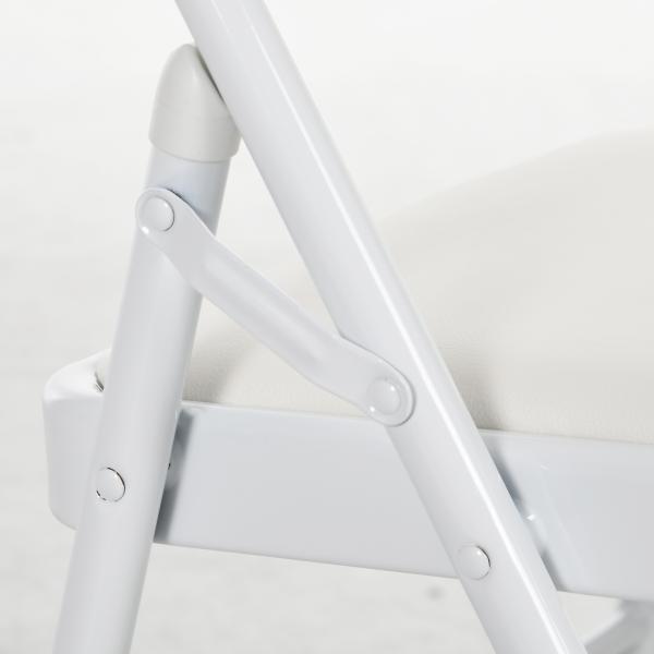 Conjunto de 4 Cadeiras Dobráveis com Encosto e Estrutura de Aço para Sala de Estar escritório Estúdio 45x46x78 cm Branco