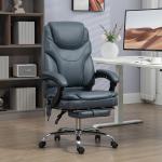 Cadeira de Escritório com 6 Pontos de Massagem por Vibração Aquecimento Estofada em Couro PU 67x67x113 - 121 cm Cinza