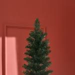 Árvore de Natal Artificial Altura 210cm com 510 Ramos de Folhas de PVC Ignífugos Base Dobrável e Suporte Metálico Verde
