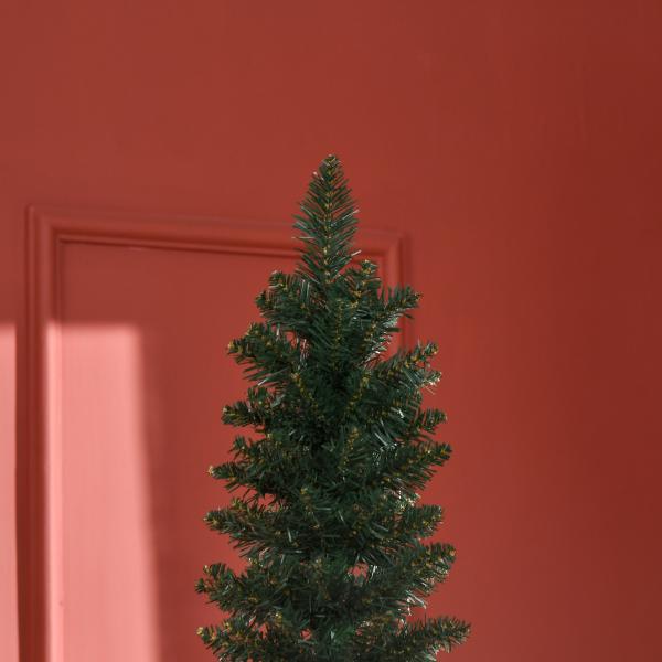 Árvore de Natal Artificial Altura 210cm com 510 Ramos de Folhas de PVC Ignífugos Base Dobrável e Suporte Metálico Verde