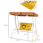 Balanço de Jardim Exterior Balanço de Jardim Infantil de 2 Lugares com Padrão de Leão Carga 60 kg 110x70x110 cm Amarelo