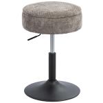 Banco de Bar com Armazenamento Altura Ajustável Giratório Estofado em Chenilla 39x39x49 - 65 cm Cinzento