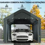Abrigo de Exterior 590x300x280 cm Garagem de Exterior para Carros Anti UV com Paredes Laterais Desmontáveis e 2 Portas Cinza Escuro