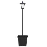 Candeeiro Solar Exterior de Jardim com Vaso Poste de Alumínio IP44 Ligação Automática 33x33x160 cm Preto