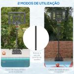 Tabela de Basquetebol com Altura Ajustável 230 - 305 cm para Piscina com Rodas e Base Preenchível 110x75x195 - 370 cm Preto