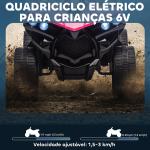 Quadriciclo Elétrico para Crianças 6 V Quadriciclo para Crianças com Velocidade até 3 km/h Faróis e Música 70x42x45 cm Rosa