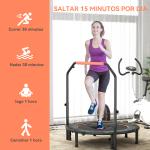 Trampolim Fitness Ø114 Trampolim Dobrável com Pega Ajustável em 4 Níveis Estrutura de Aço Preto e Laranja