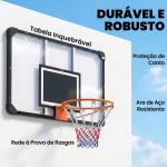 Tabela de Basquetebol de Parede com Quadro e Estrutura de Aço para Utilização em Interiores e Exteriores 113x61x73 cm Preto