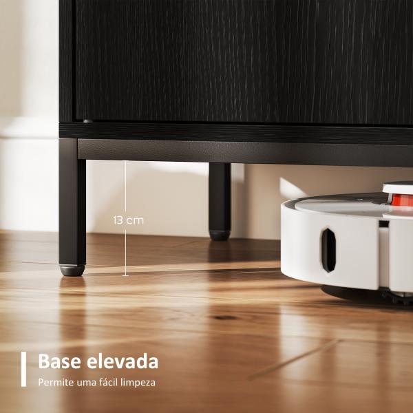 Aparador para Sala de Estar Moderno com Prateleira Ajustável e Base Elevada 80x40x90 cm Preto