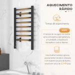 Toalheiro Elétrico c/ 8 Barras para Casa de Banho 53x35x90 cm IPX4 Função de Temporizador Preto