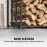 Suporte de Lenha Metálico para Exterior com Cobertura Impermeável, 186x70x185 cm, Preto