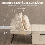 Sofá Cama 4 em 1 Estofado em Linho com Encosto Ajustável em 5 Níveis e Almofada Acolchoada 75x80x74 cm Creme
